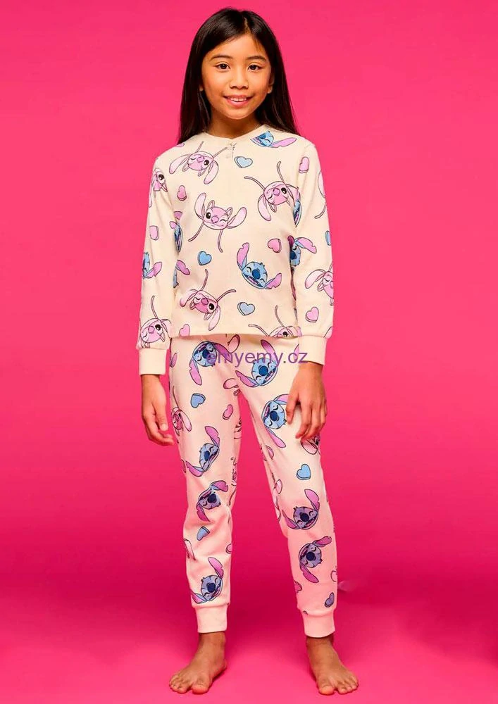 Dívčí pyžamo Stitch krémový 3/4